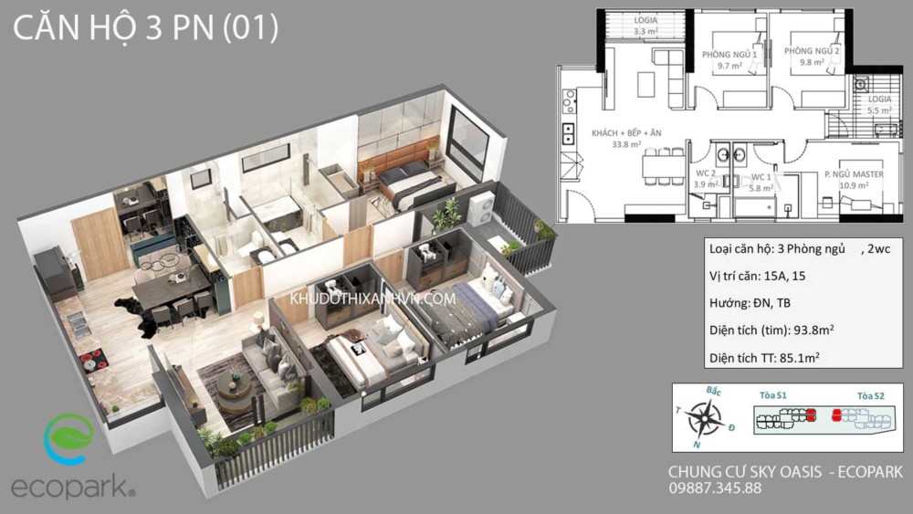 15 mẫu thiết kế nội thất chung cư 3 phòng ngủ đẹp tiện nghi