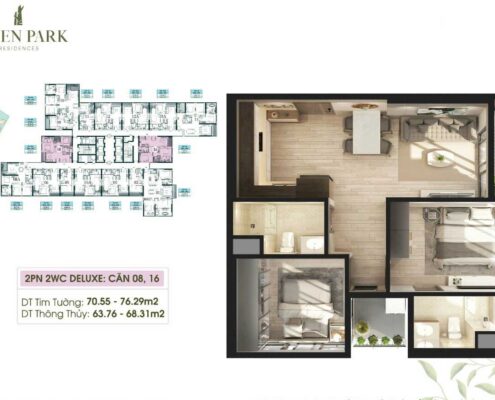 Căn hộ 2 phòng ngủ căn 08-16 chung cư Haven Park Ecopark Căn hộ 2 phòng ngủ căn 08-16 chung cư Haven Park Ecopark