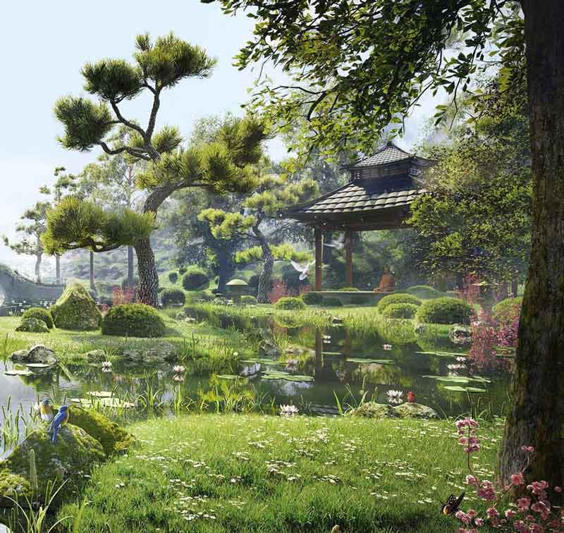 Vườn Nhật chung cư Swanlake Onsen Ecopark